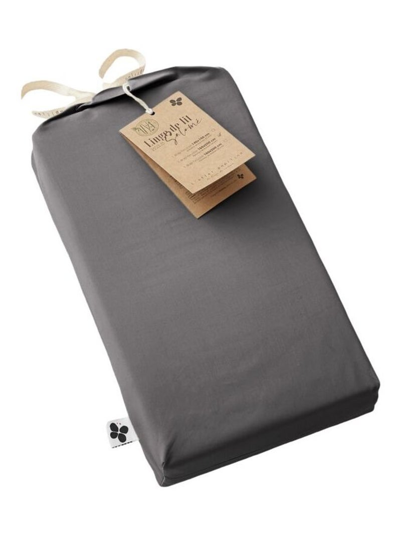 Drap housse - L'effet papillon - 100% Viscose de bambou 120 fils/cm² Gris souris - Kiabi