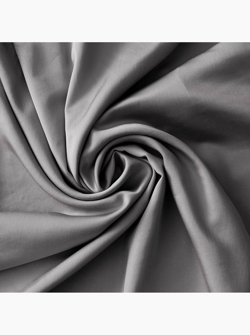 Drap housse - Satin de bambou - Bonnet 30 cm - Salomé gris anthracite - Kiabi