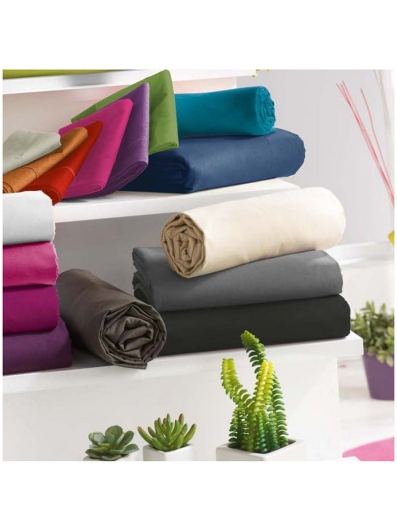 Drap housse - Univers Décor - 100 % Coton 57 Fils/cm² Prune - Kiabi
