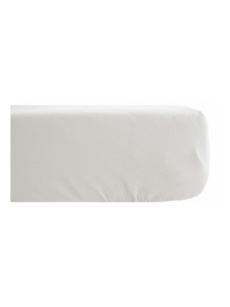 Drap housse - Vent du Sud - 100 % coton lavé 63 fils/cm² Blanc nacré - Kiabi