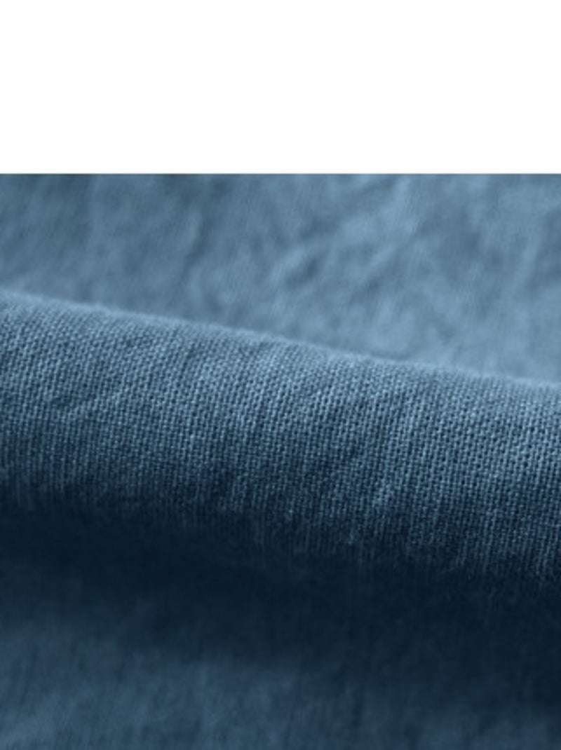Drap housse - Vent du Sud - 100 % coton lavé 63 fils/cm² Bleu marine - Kiabi