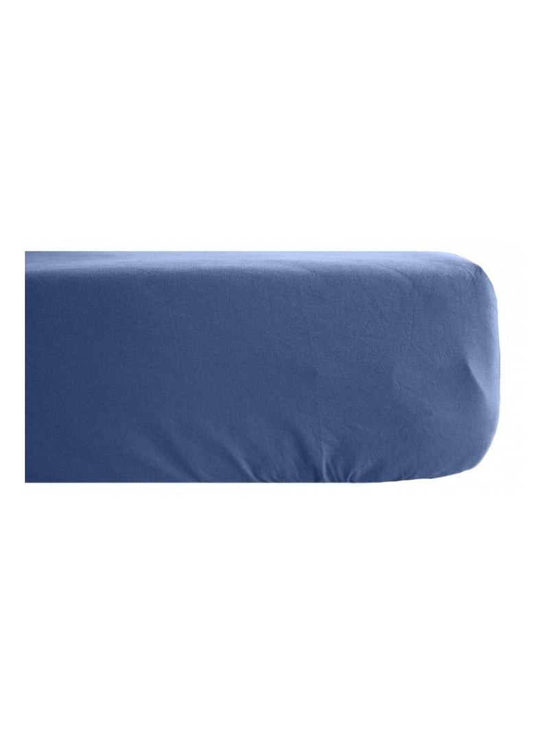 Drap housse - Vent du Sud - 100 % coton lavé 63 fils/cm² Indigo - Kiabi