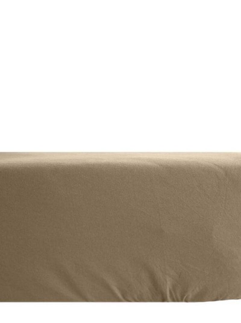 Drap housse - Vent du Sud - 100 % coton lavé 63 fils/cm² Marron - Kiabi