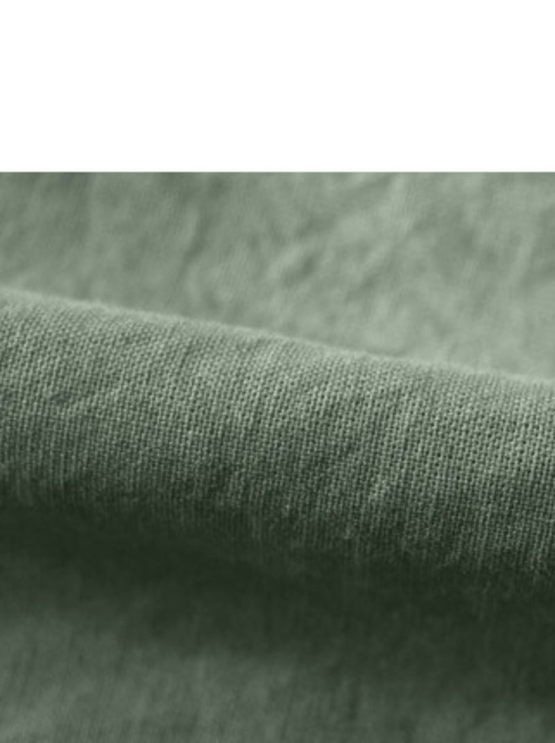 Drap housse - Vent du Sud - 100 % coton lavé 63 fils/cm² Vert foncé - Kiabi