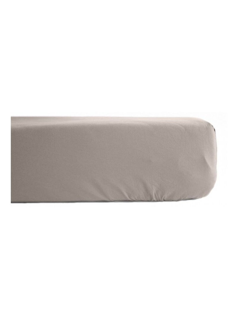 Drap housse - Vent du Sud - 100% Percale de coton peigné Beige chiné - Kiabi