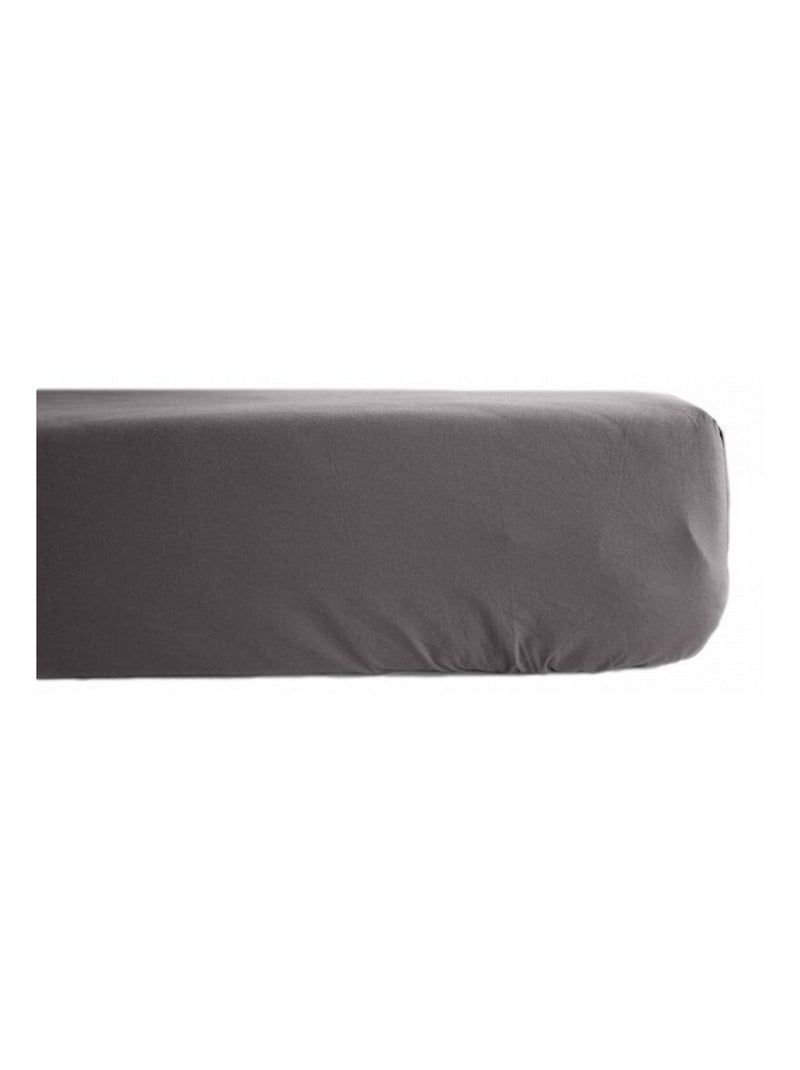 Drap housse - Vent du Sud - 100% Percale de coton peigné Bleu ardoise - Kiabi