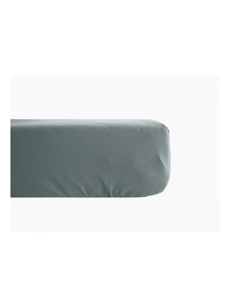 Drap housse - Vent du Sud - 100% Percale de coton peigné Vert foncé - Kiabi