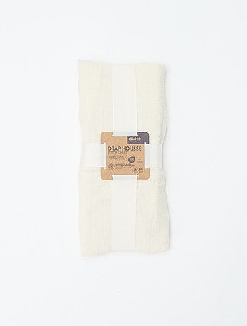 Drap housse 1 personne (60x120 cm) en double gaze de coton - Kiabi Home