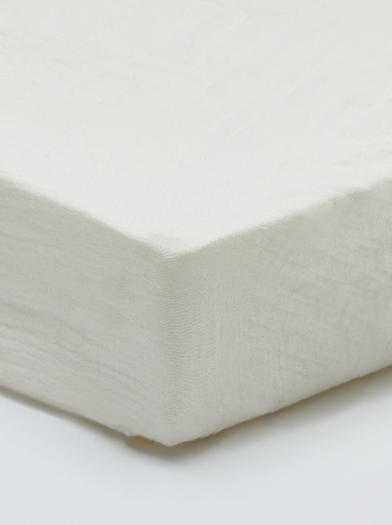 Drap housse 1 personne (60x120 cm) en double gaze de coton - Kiabi Home Ecru - Kiabi