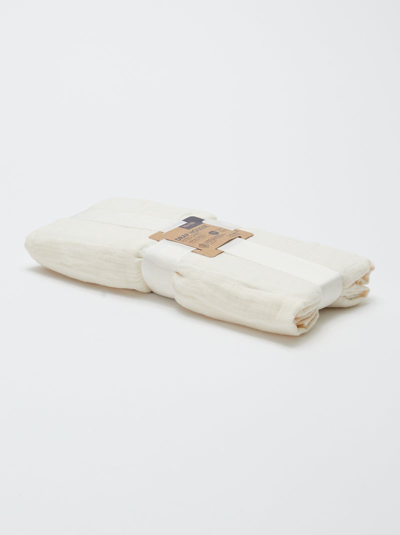 Drap housse 1 personne (60x120 cm) en double gaze de coton - Kiabi Home Ecru - Kiabi