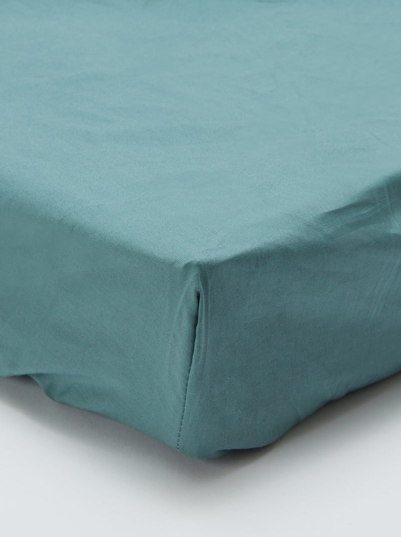 Drap housse 1 personne 90 x 190 en coton Bleu - Kiabi