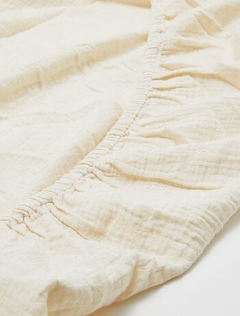 Drap housse 1 personne (90x190 cm) en double gaze de coton - Kiabi Home