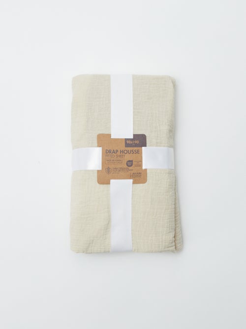 Drap housse 1 personne (90x190 cm) en double gaze de coton - Kiabi Home - Kiabi