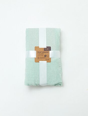 Drap housse 1 personne (90x190 cm) en double gaze de coton - Kiabi Home