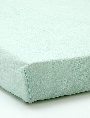Drap housse 1 personne (90x190 cm) en double gaze de coton - Kiabi Home