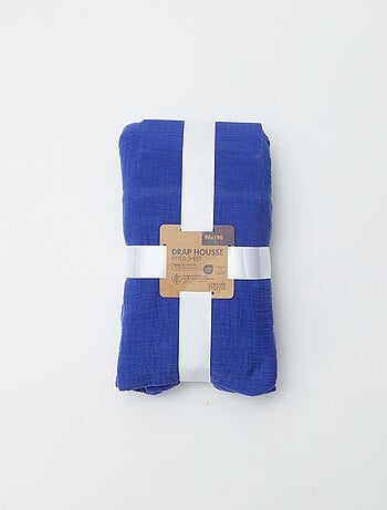 Drap housse 1 personne (90x190 cm) en double gaze de coton - Kiabi Home