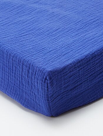 Drap housse 1 personne (90x190 cm) en double gaze de coton - Kiabi Home