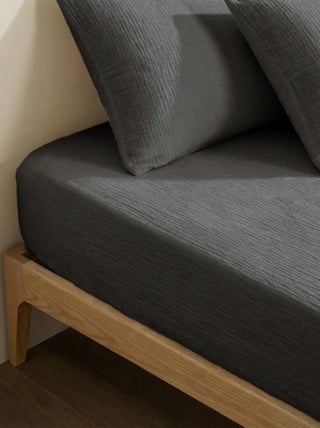 Drap housse 1 personne (90x190 cm) en double gaze de coton - Kiabi Home