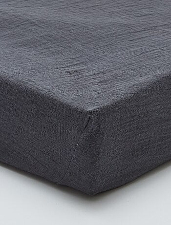 Drap housse 1 personne (90x190 cm) en double gaze de coton - Kiabi Home