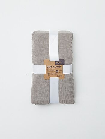 Drap housse 1 personne (90x190 cm) en double gaze de coton - Kiabi Home