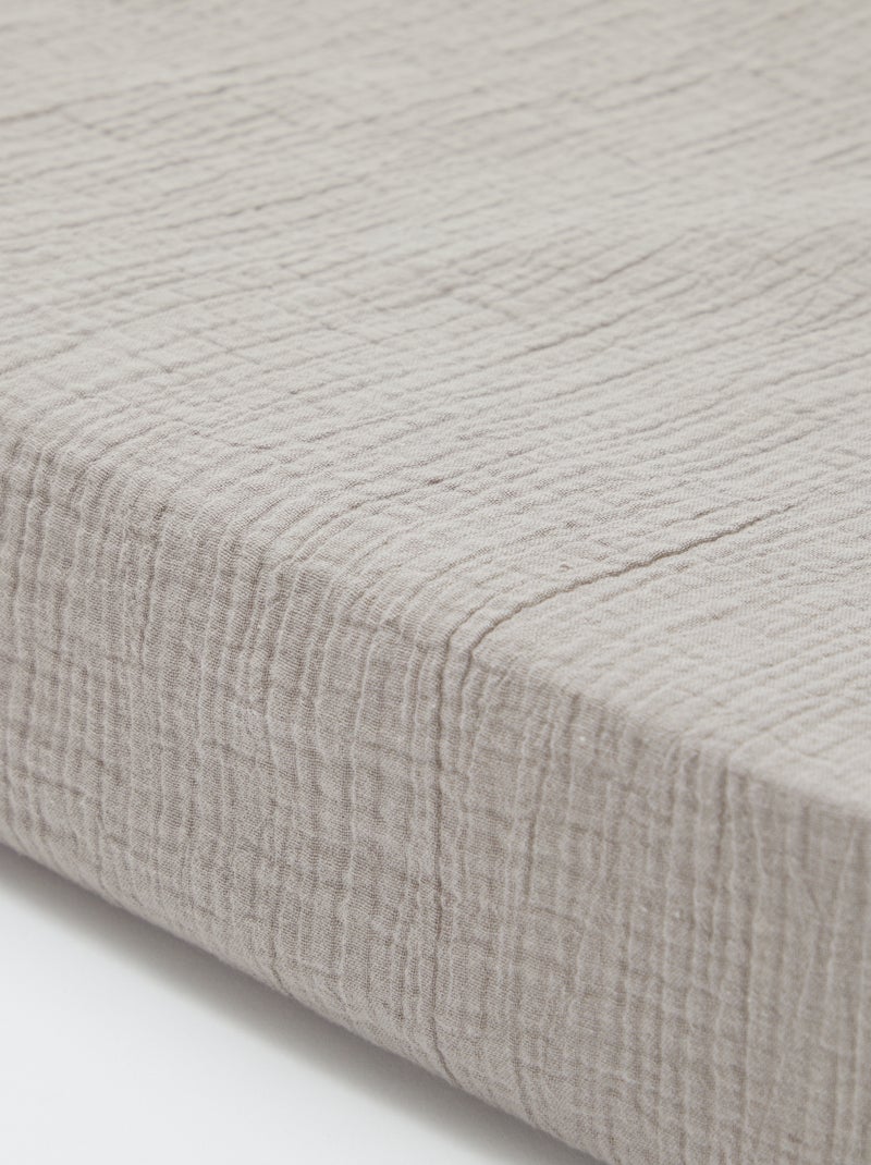 Drap housse 1 personne (90x190 cm) en double gaze de coton - Kiabi Home Gris - Kiabi