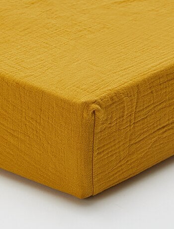 Drap housse 1 personne (90x190 cm) en double gaze de coton - Kiabi Home