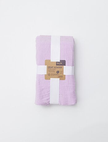 Drap housse 1 personne (90x190 cm) en double gaze de coton - Kiabi Home