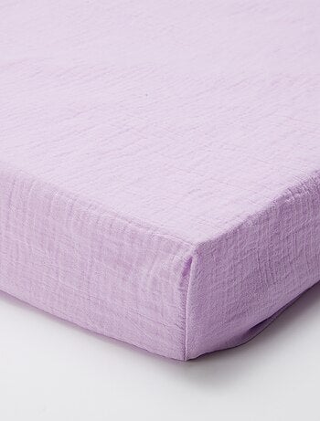 Drap housse 1 personne (90x190 cm) en double gaze de coton - Kiabi Home