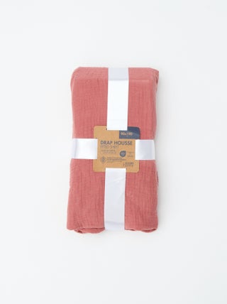 Drap housse 1 personne (90x190 cm) en double gaze de coton - Kiabi Home