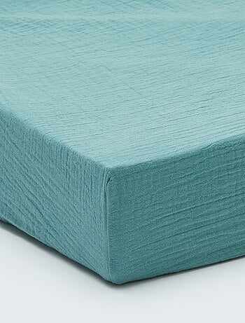 Drap housse 1 personne (90x190 cm) en double gaze de coton - Kiabi Home