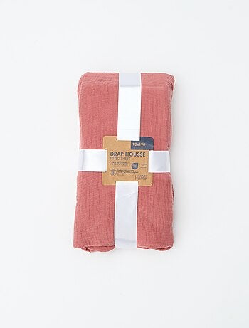 Drap housse 1 personne (90x190 cm) en double gaze de coton - Kiabi Home