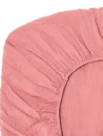 Drap housse 1 personne (90x190 cm) en double gaze de coton - Kiabi Home