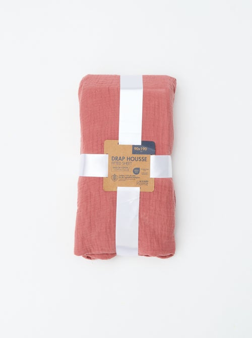 Drap housse 1 personne (90x190 cm) en double gaze de coton - Kiabi Home - Kiabi