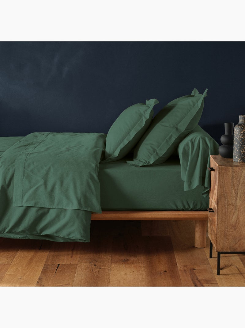 Drap housse 1 personne coton 57 fils lina Rouge Marsala - Kiabi