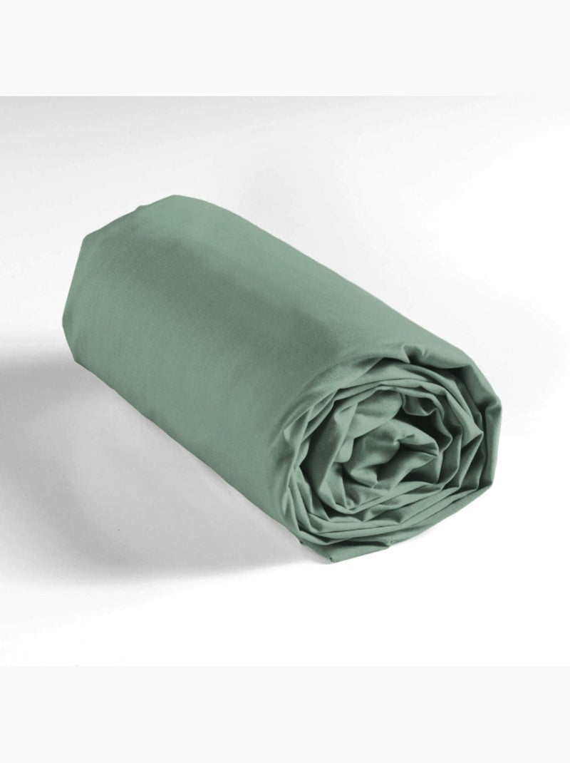 Drap housse 1 personne coton 57 fils lina Vert Sauge - Kiabi