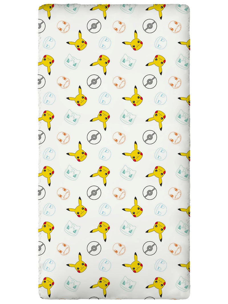 Drap housse 1 personne 'Pokémon' blanc - Kiabi