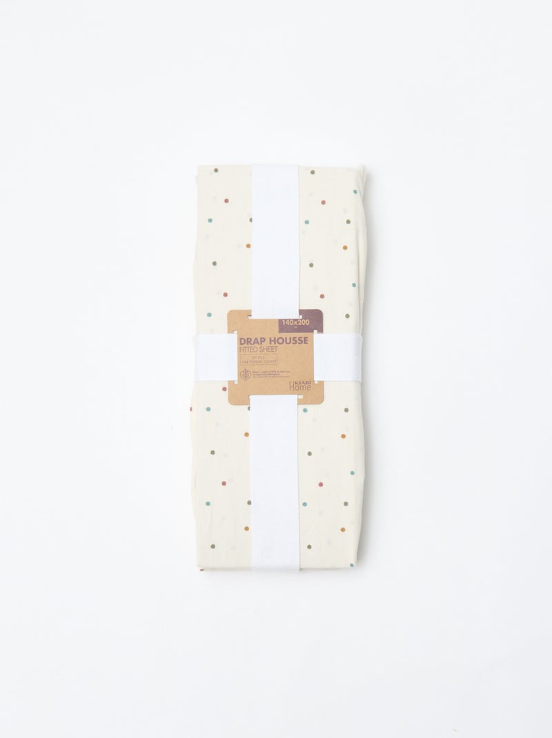 Drap housse 1 personnes (140x200) en coton - Kiabi Home Beige - Kiabi