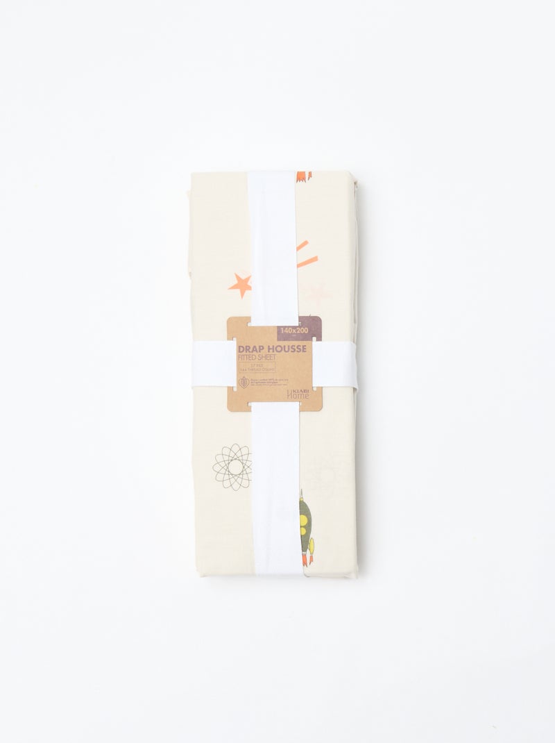 Drap housse 1 personnes (140x200) en coton - Kiabi Home Beige - Kiabi