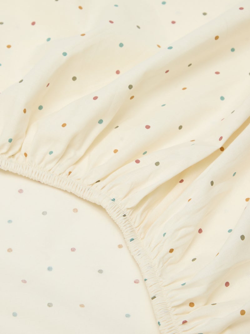 Drap housse 1 personnes 90 x 190 en coton - Kiabi Home Beige à pois - Kiabi