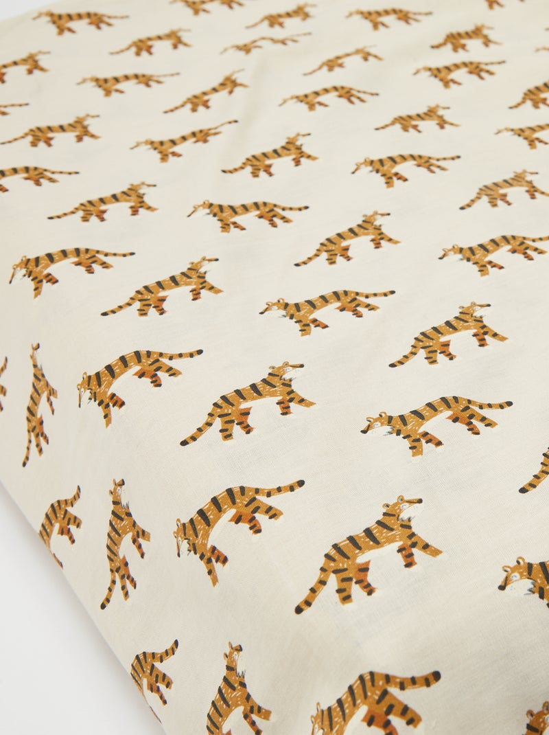Drap housse 1 personnes 90 x 190 en coton Beige - Kiabi