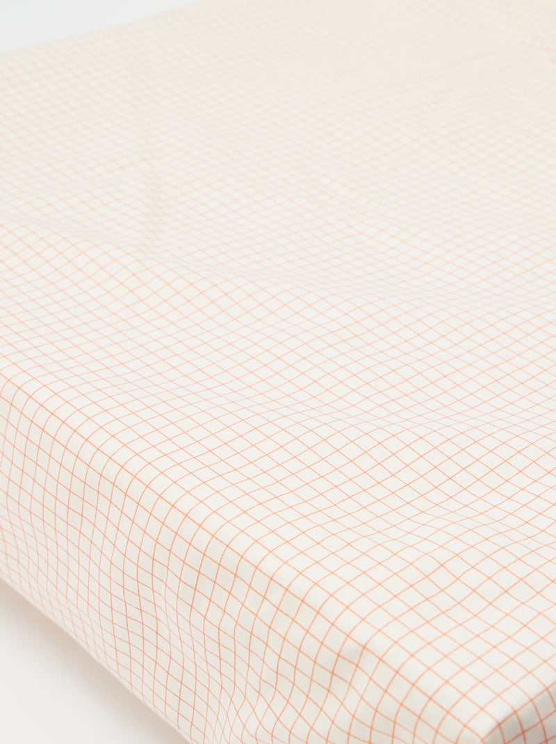 Drap housse 1 personnes 90 x 190 en coton Blanc/orange - Kiabi