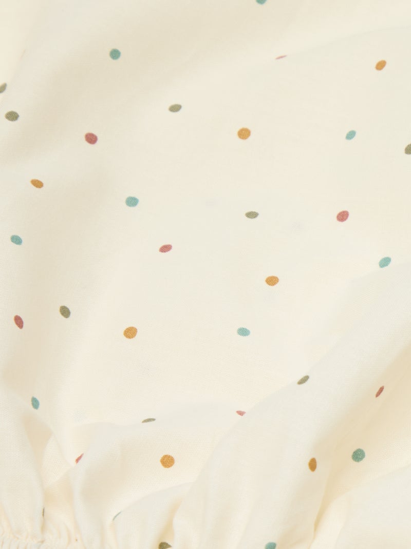 Drap housse 1 personnes (90x190) en coton - Kiabi Home Beige à pois - Kiabi