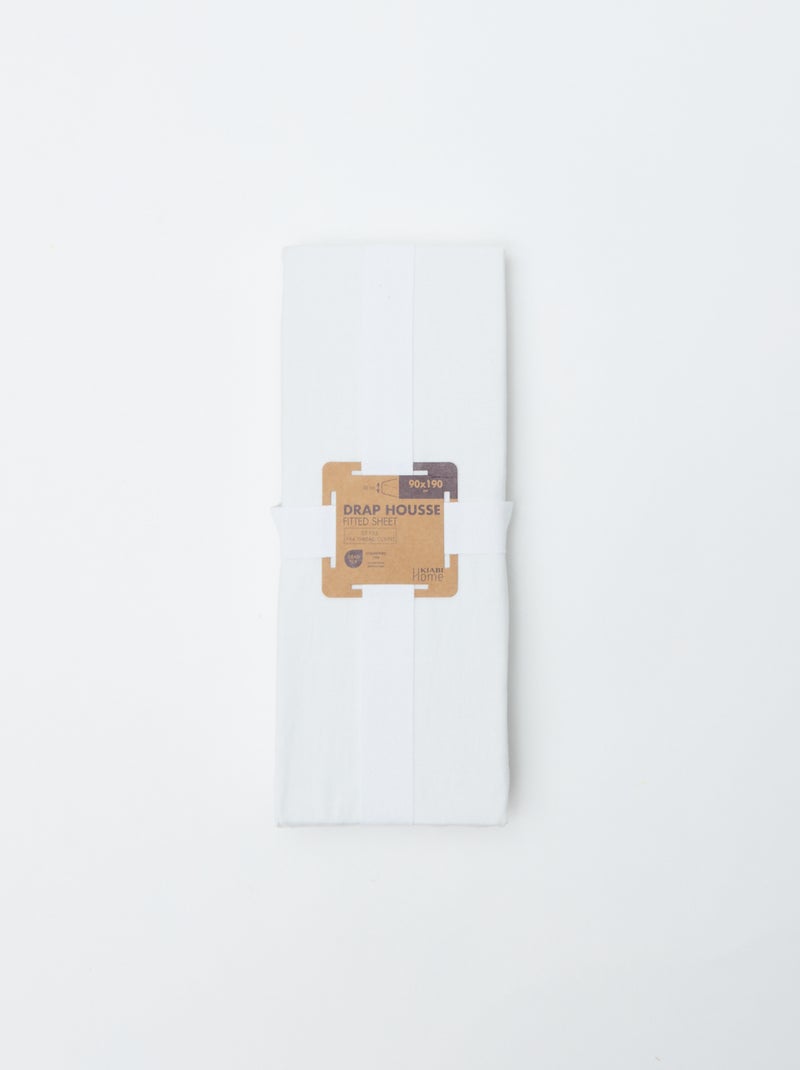 Drap housse 1 personnes (90x190) en coton - Kiabi Home Blanc - Kiabi