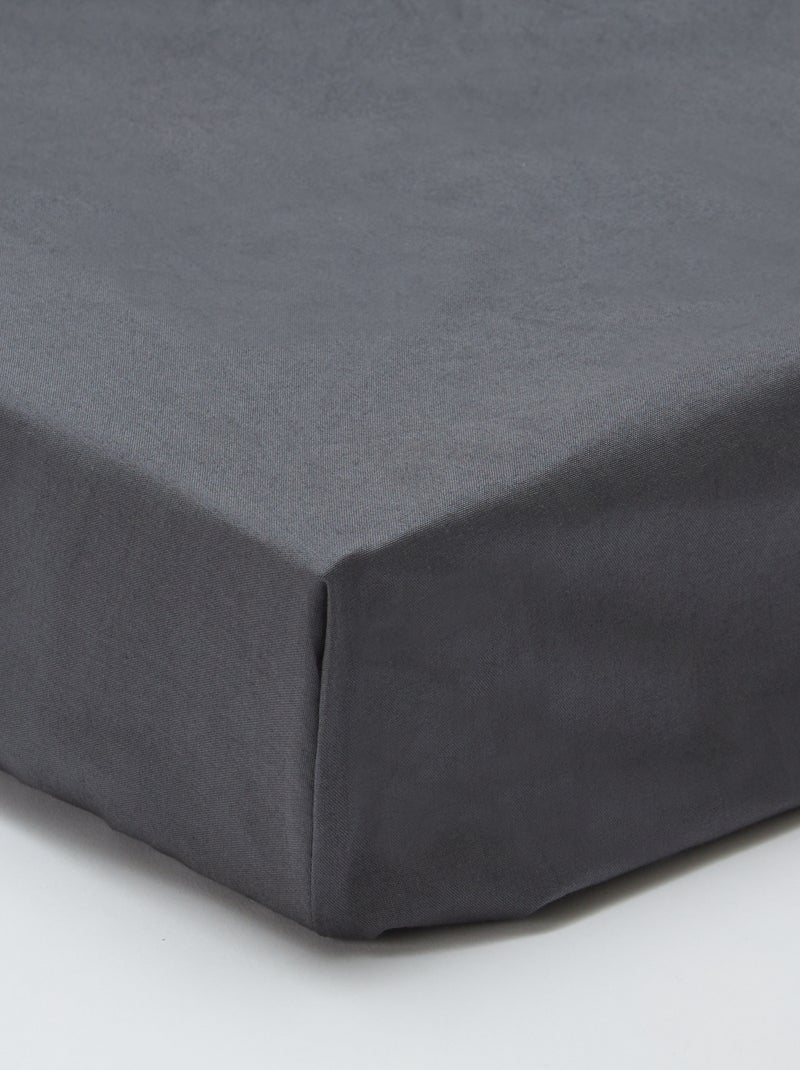 Drap housse 1 personnes (90x190) en coton - Kiabi Home Gris anthracite - Kiabi