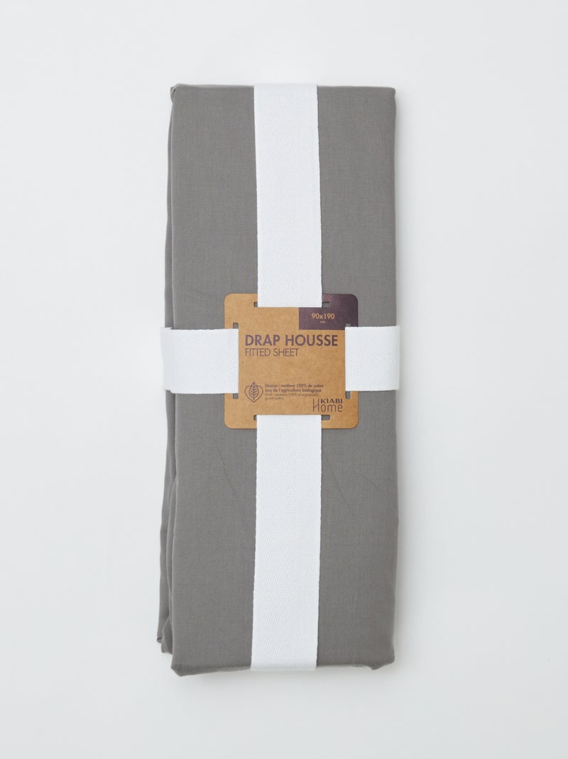 Drap housse 1 personnes (90x190) en coton - Kiabi Home Gris - Kiabi