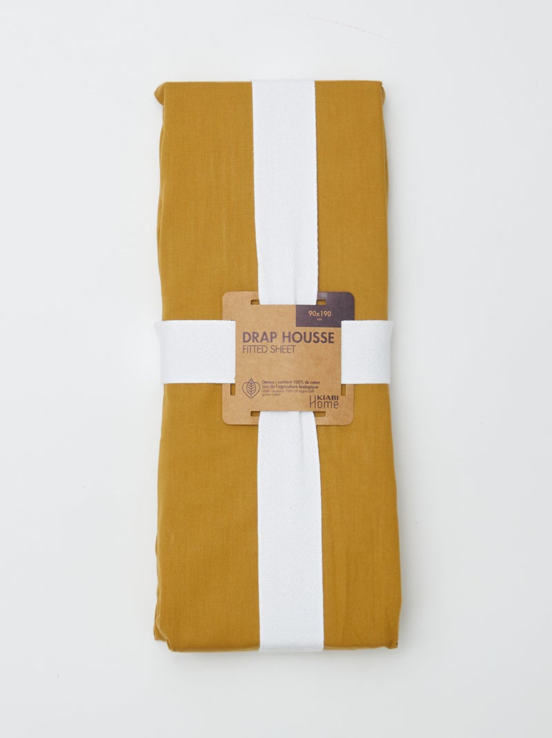 Drap housse 1 personnes (90x190) en coton - Kiabi Home Jaune - Kiabi