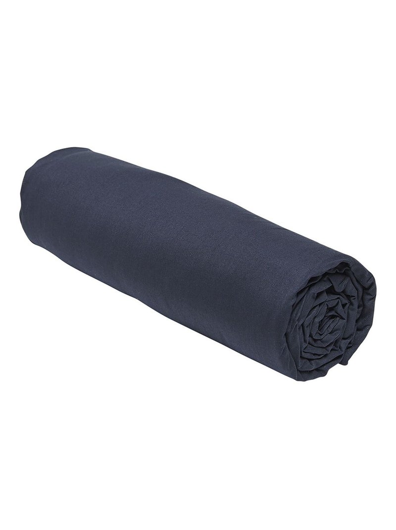 Drap housse 1 place - 100% coton BIO Bleu foncé - Kiabi