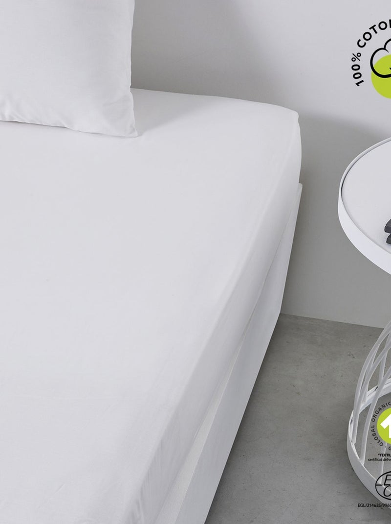 Drap housse 1 place en coton BIO Blanc - Kiabi