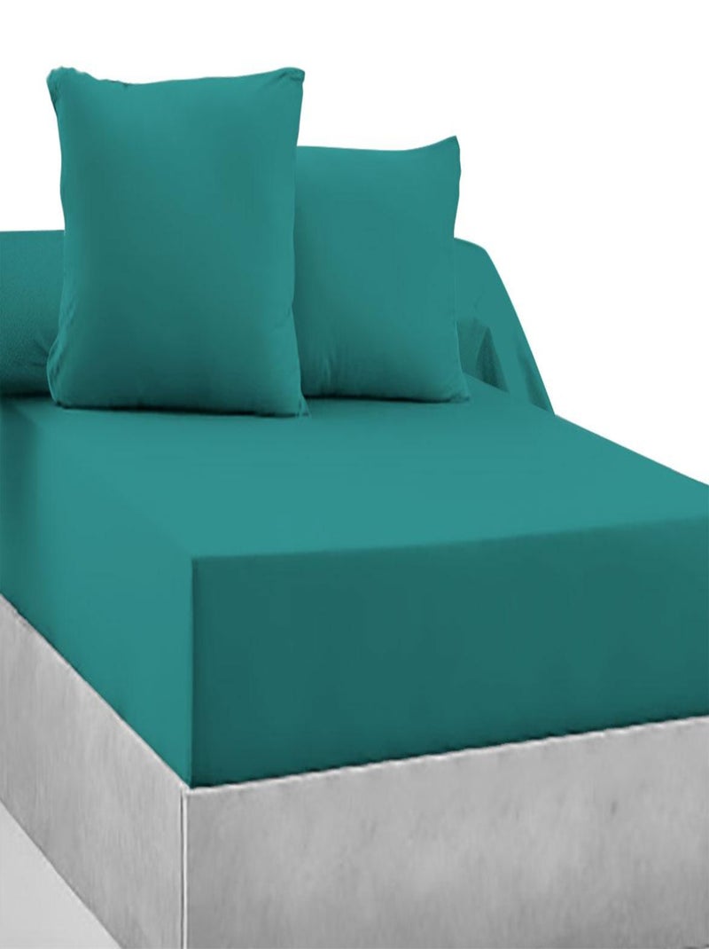 Drap-housse 100% coton 57 Fils - Bonnet 30 cm Bleu Vert - Kiabi