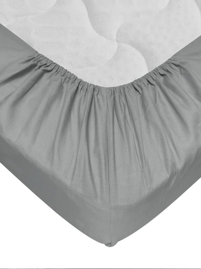 Drap-housse 100% coton 57 Fils - Bonnet 30 cm Gris - Kiabi